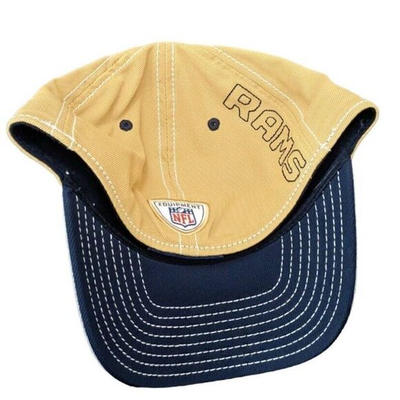 St Louis Rams Hat Cap Stretch‎ Fitted One Size Men NFL Football Reebok Gold Gray - Picture 2 of 4